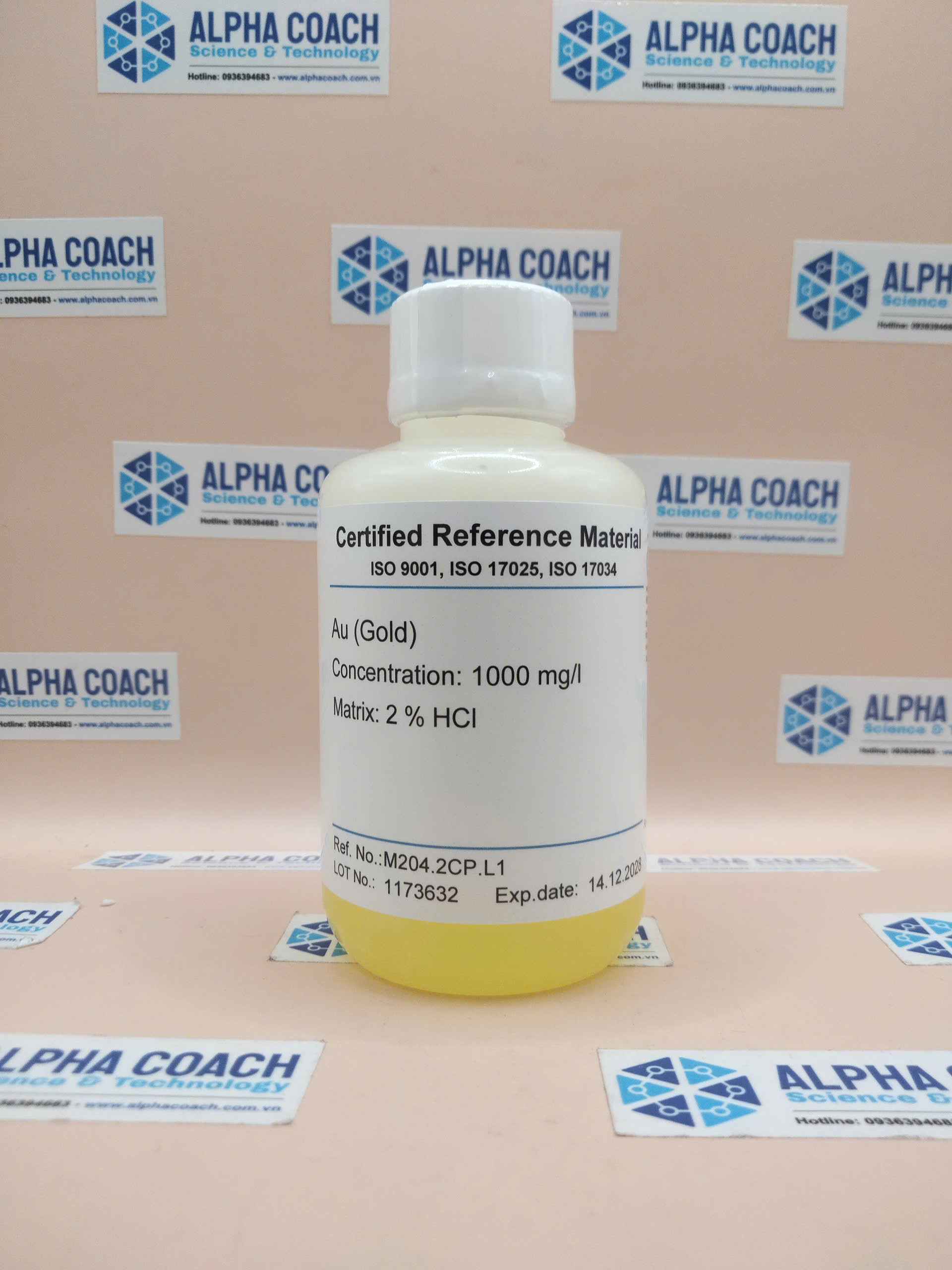 Dung dịch chuẩn ICP-MS - Gold (Au) 1000 mg/L, mã M204.2CP.L1, chai 100ml, hãng CPAchem, Bungari