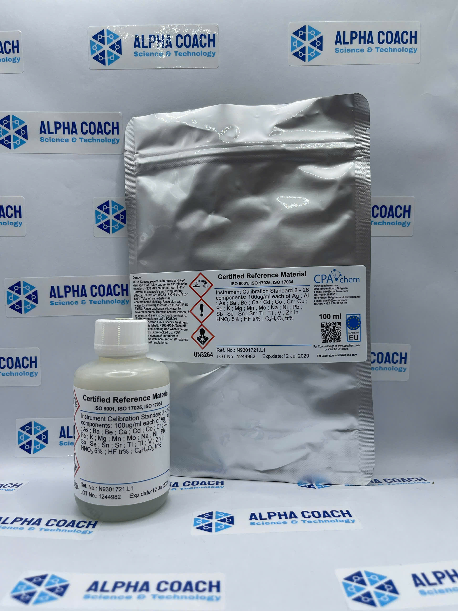Dung dịch chuẩn mix 26 thành phần kim loại nồng độ 100ug/mL - Instrument Calibration Standard 2, chai 100mL, CPAchem