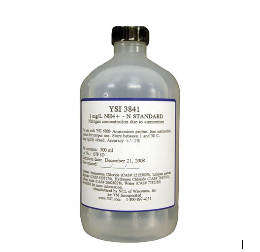 Bộ dung dịch chuẩn NH4-N 1 mg/L, 10 mg/L, 100 mg/L (hiệu chuẩn đầu đo Ammoni của YSI), Hãng YSI, Mỹ