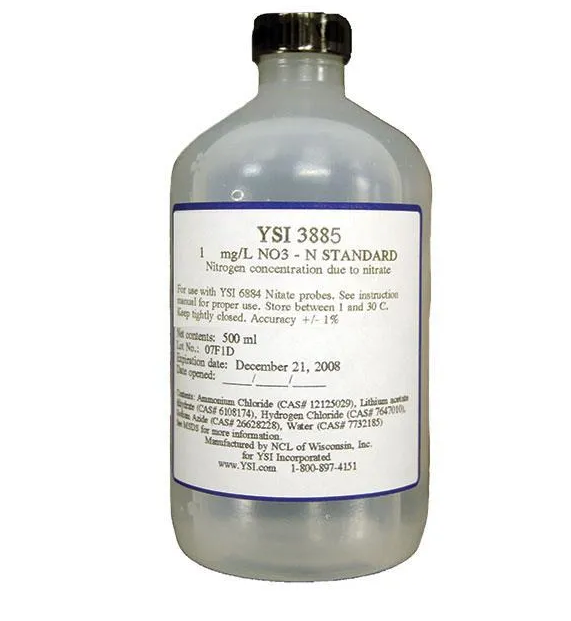 Bộ dung dịch chuẩn NO3-N  1mg/L, 10 mg/L, 100 mg/L (hiệu chuẩn đầu đo Nitrate của YSI), Hãng YSI, Mỹ