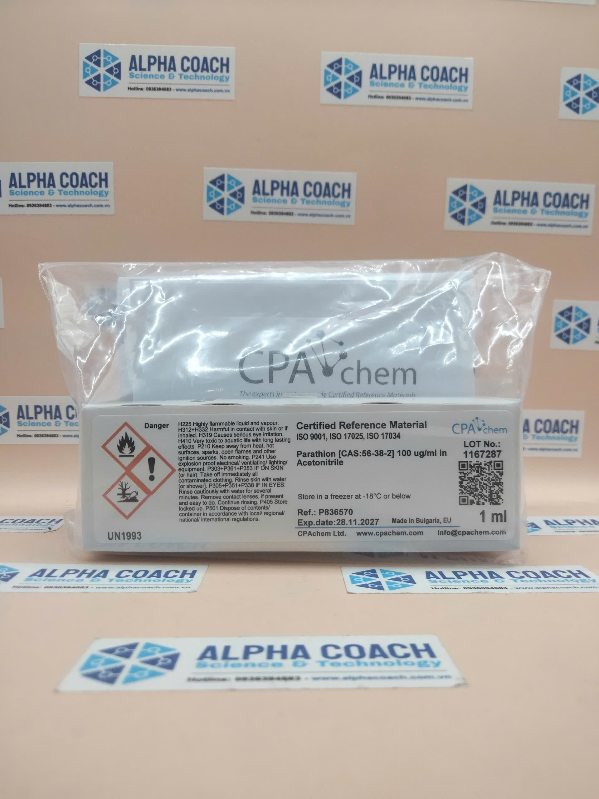 Dung dịch chuẩn Parathion [CAS:56-38-2] 100 ug/ml trong Acetonitrile, CPAchem