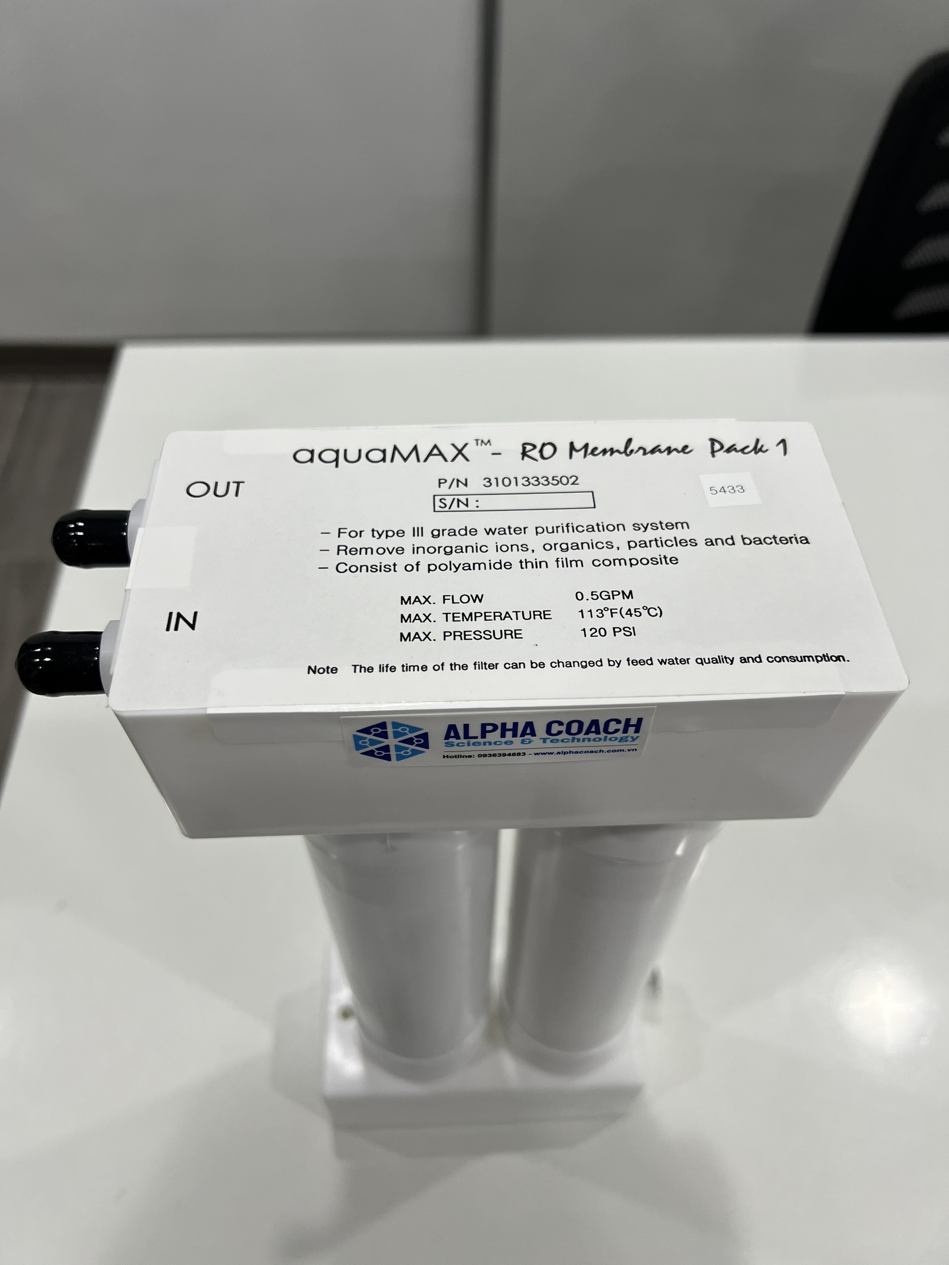 Cột lọc aqua MAX - R.O Membrane Pack 1, P/N: 3101333502, hãng  Young In Chromass, Hàn Quốc