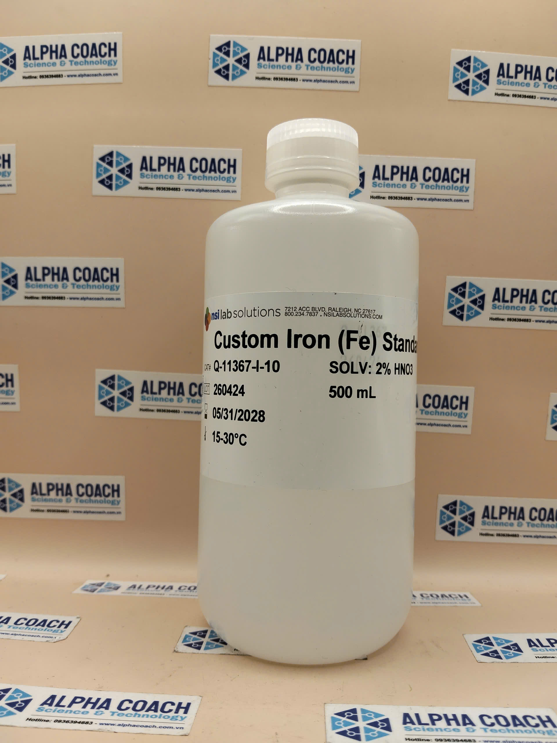 Dung dịch chuẩn Sắt (Fe) 10mg/L, chai 500mL, hãng NSI, Mỹ