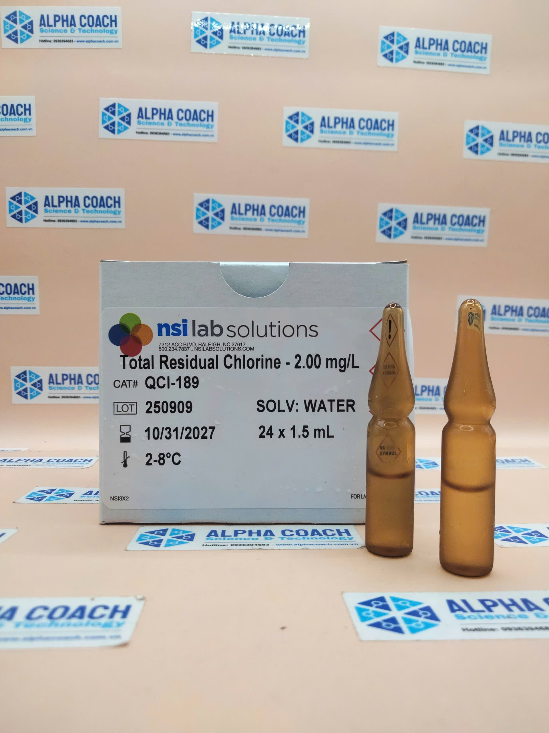 Dung dịch chuẩn tổng Clo dư 2mg/L, mã QCI-189, hãng NSI - Mỹ