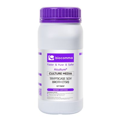 Môi trường vi sinh Tryptic Soy Broth (TSB) (Soybean Casein Digest Broth), chai 500g, mã GF1065F, hãng Biocomma, TQ