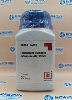 Hoá chất Potassium Sulphate extrapure AR, 99.5%, chai 500g, hãng SRL, Ấn Độ