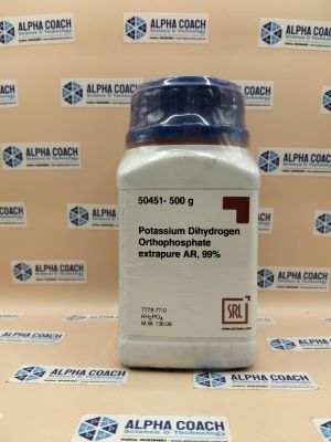 Hoá chất Potassium Dihydrogen Orthophosphate extrapure AR, 99%, chai 500g, hãng SRL, Ấn Độ