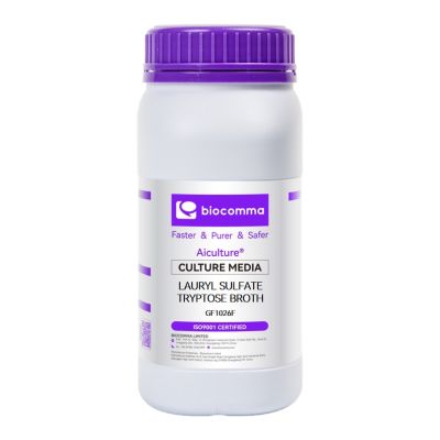 Môi trường vi sinh Lauryl Sulfate Broth (Lauryl Tryptose Broth), chai 500g, mã GF1026F, hãng Biocomma, TQ