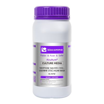 Môi trường vi sinh dạng hạt Tryptose Sulfite Cycloserine (TSC) Agar Base, Granulated, chai 500g, mã KL1075F, hãng Biocomma, TQ