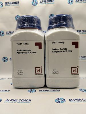 Hoá chất Sodium Acetate Anhydrous ACS, 99%, mã: 74537, lọ 500g, hãng SRL, Ấn Độ