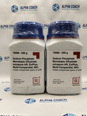 Hoá chất Sodium Phosphate Monobasic Dihydrate extrapure AR, ExiPlus, Multi-Compendial, 99%, mã: 79088, lọ 500g, hãng SRL, Ấn Độ