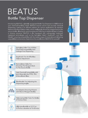 BEATUS® – Bình phân phối hóa chất gắn chai (Bottle Top Dispenser), Hãng Microlit, Ấn Độ