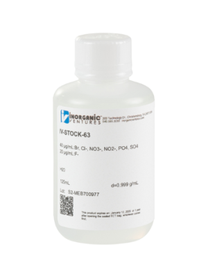 Dung dịch chuẩn hiệu chuẩn/kiểm soát chất lượng IC 6 anion, mã IV-STOCK-63-125ML, chai 125ml, hãng IV, Mỹ 