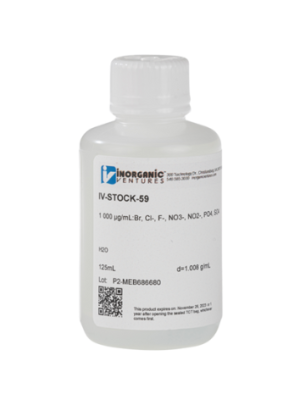 Dung dịch chuẩn hiệu chuẩn/kiểm soát chất lượng IC cho 7 anion, 1000ug/mL, mã IV-STOCK-59, hãng IV, Mỹ 
