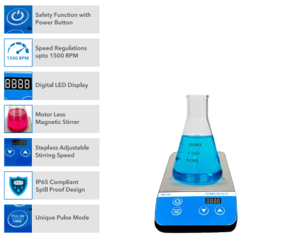 Máy khuấy từ kỹ thuật số mini (Digital Magnetic Mini Stirrer), Model MINI-STIR, Hãng MICROLIT, Ấn Độ