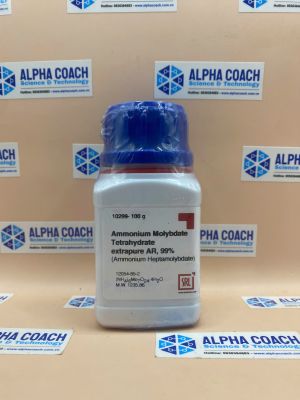 Hoá chất Ammonium Molybdate Tetrahydrate extrapure AR, 99%, lọ 100g, hãng SRL, Ấn Độ