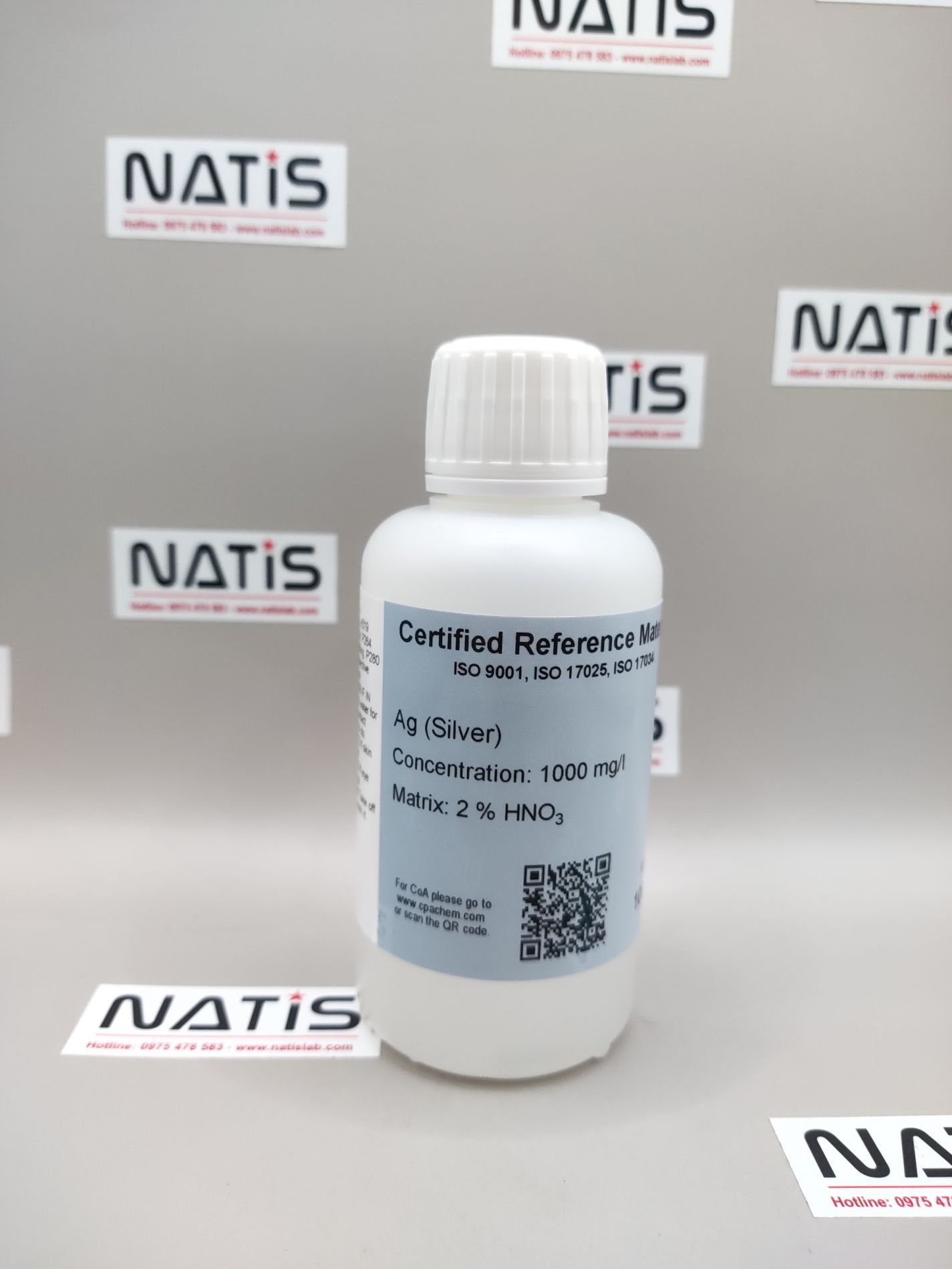 Dung dịch chuẩn Silver (Ag) 1g/L cho AAS chai, 100mL, CPAchem