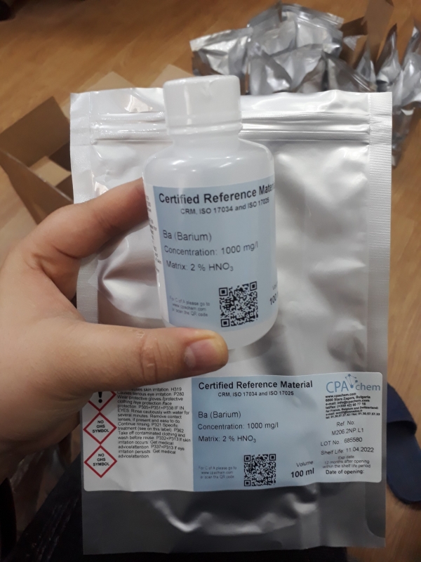 Dung dịch chuẩn Barium (Ba) 1g/L cho ICP/MS, chai 100mL, CPAchem