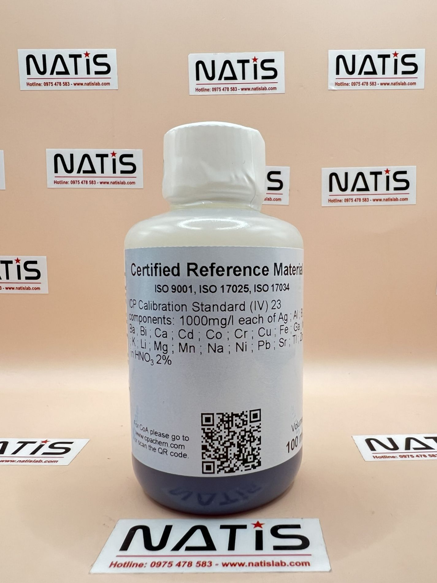 Dung dịch chuẩn ICP (IV) 23 thành phần nồng độ 1000mg/L, mã 111355.L1, hãng CPAchem, Bungari