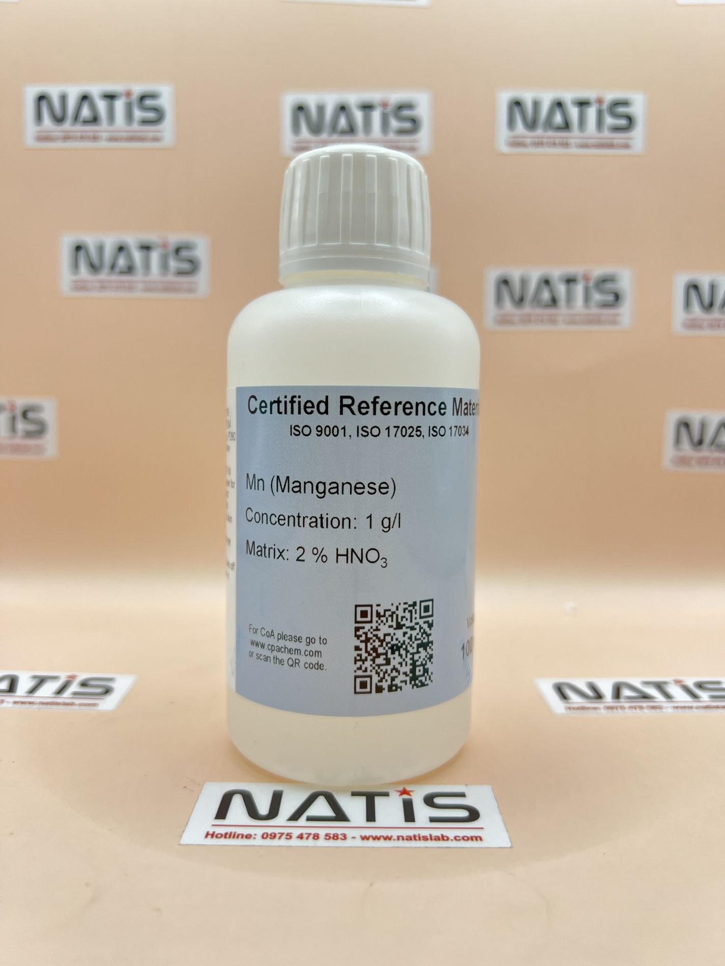 Dung dịch chuẩn Manganese (Mn) 1g/L cho AAS, chai 100mL, CPAchem
