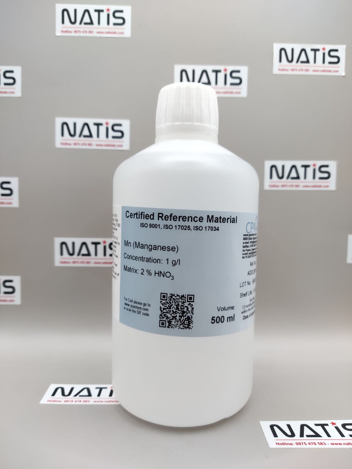 Dung dịch chuẩn Manganese (Mn) 1g/l cho AAS, chai 500mL, CPAchem