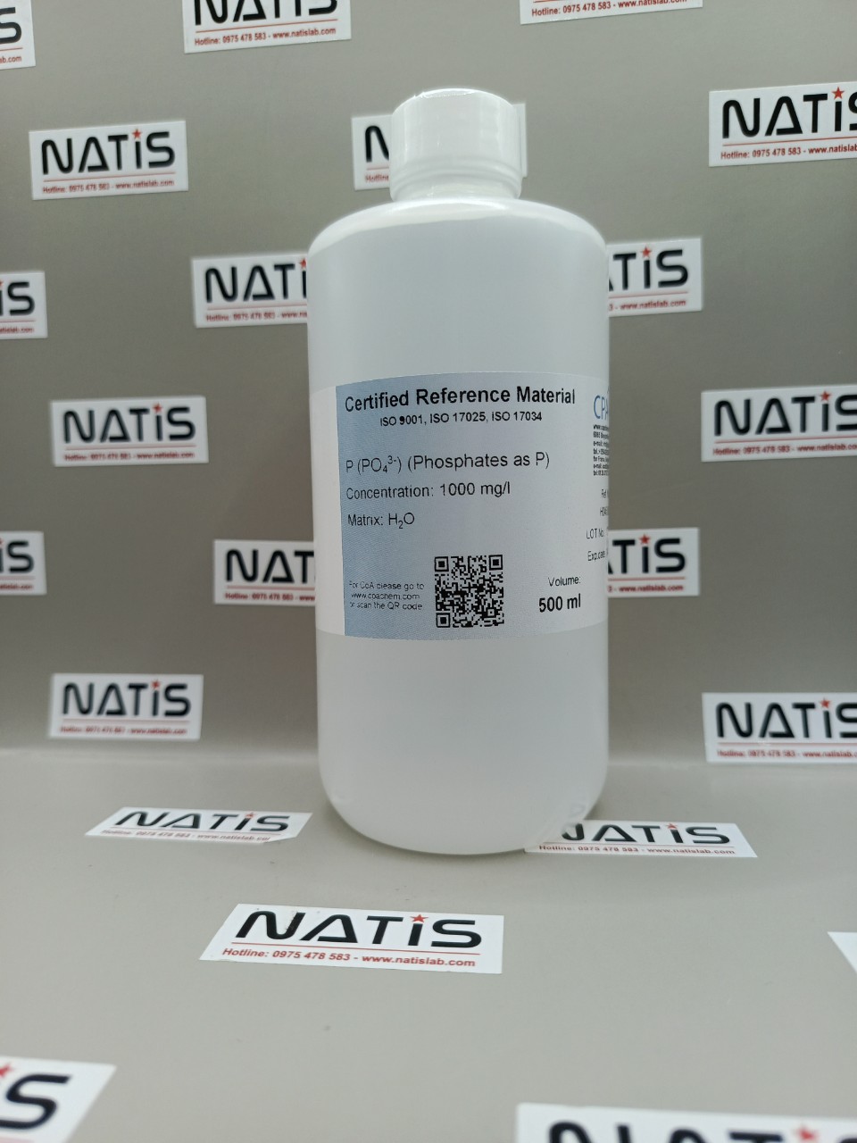 Dung dịch chuẩn Phosphates (PO43- (as P)) 1000 mg/l cho IC, chai 500mL, CPAchem