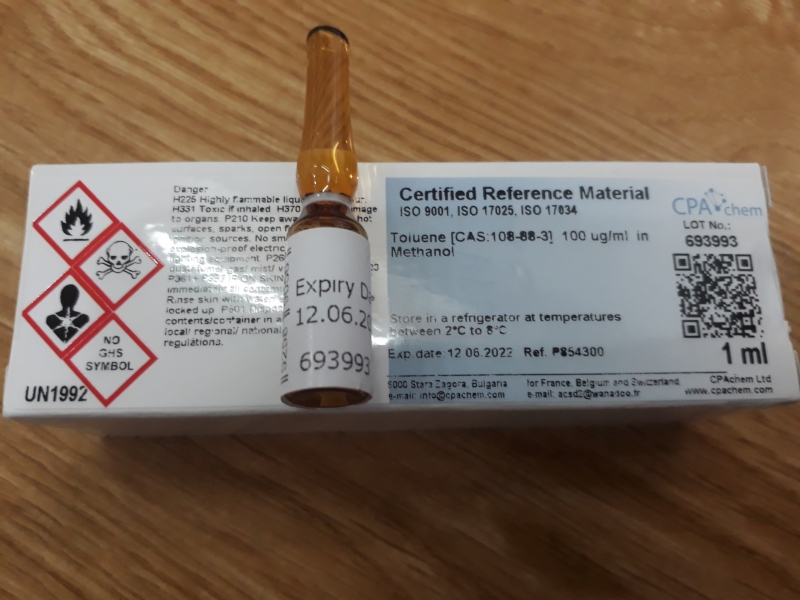 Dung dịch chuẩn Toluene [CAS:108-88-3] 100 ug/ml in Methanol, CPAchem