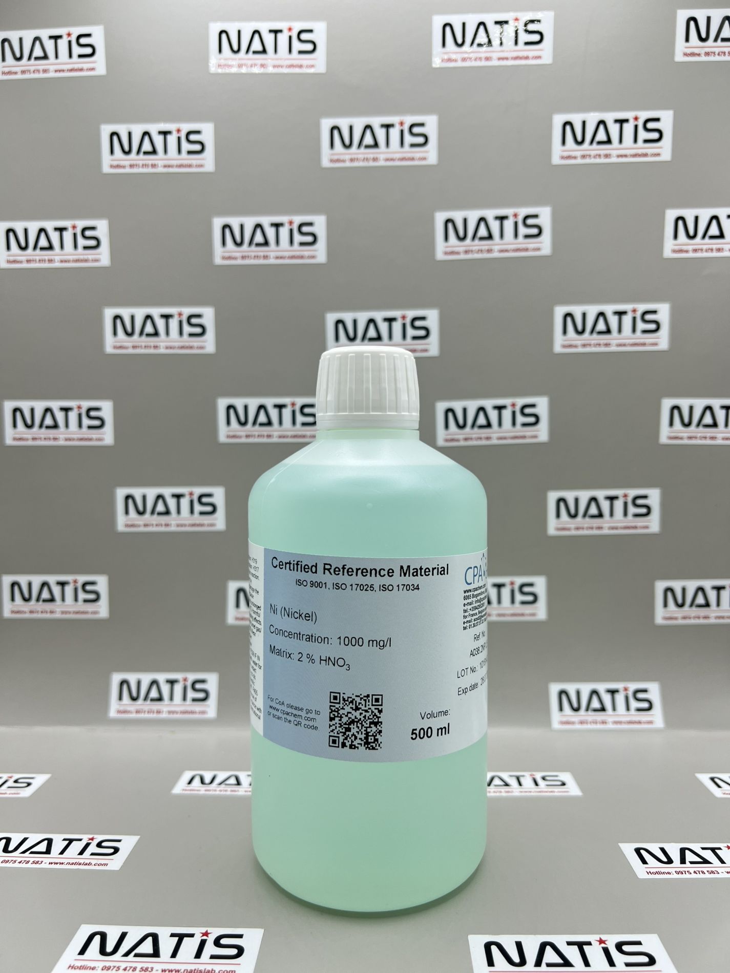 Dung dịch chuẩn Nickel (Ni) 1g/l cho AAS, chai 500mL, CPAchem