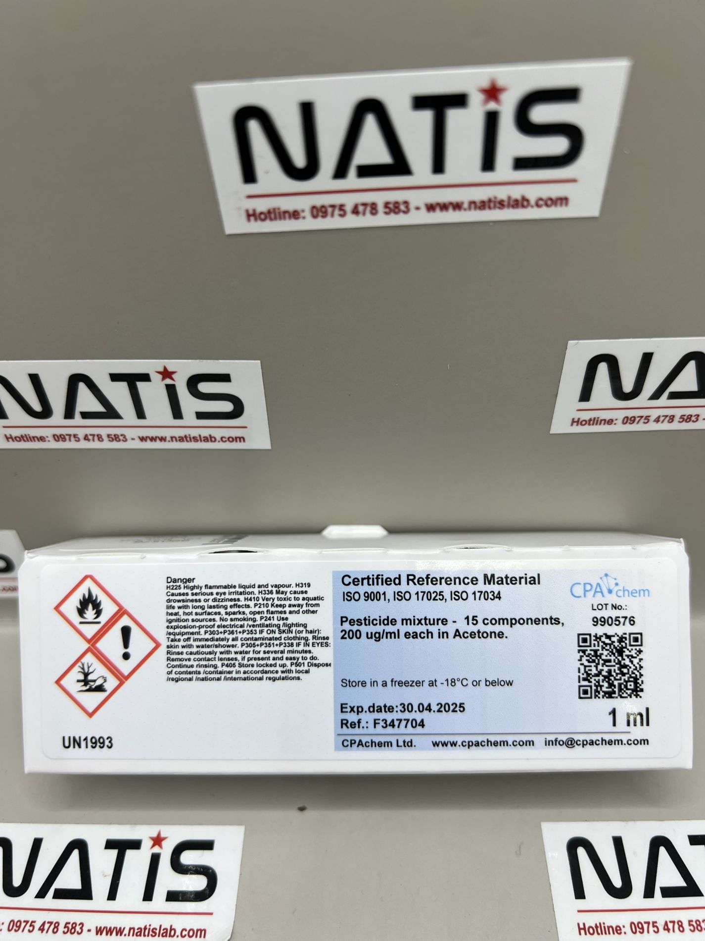 Dung dịch chuẩn Mix thuốc bảo vệ thực vật nhóm cơ Phospho 15 thành phần: 200ug/mL, CPAchem
