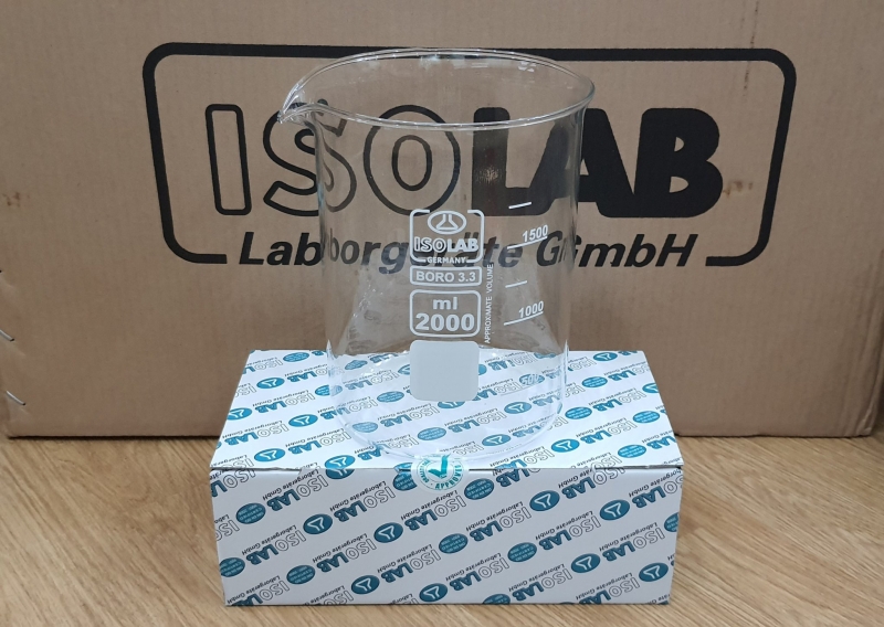 Cốc đốt kẻ độ thấp thành 2000mL, Isolab - Đức