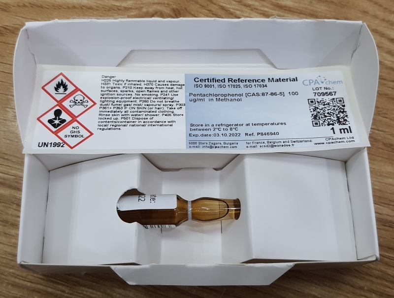 Dung dịch chuẩn Pentachlorophenol [CAS:87-86-5] 100 ug/ml trong Methanol, CPAchem