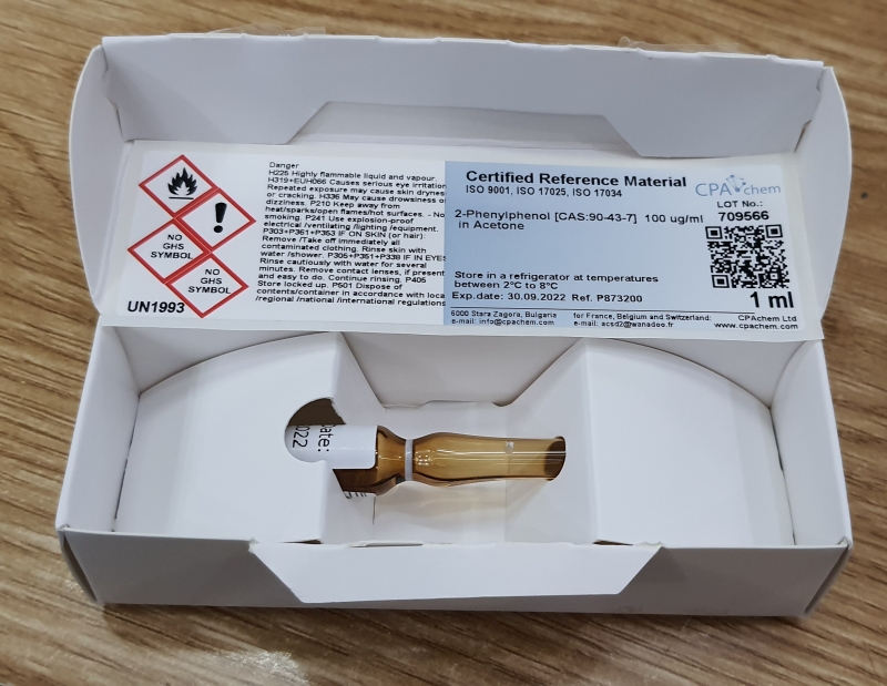 Dung dịch chuẩn 2-Phenylphenol [CAS:90-43-7] 100 ug/ml trong Acetone, CPAchem