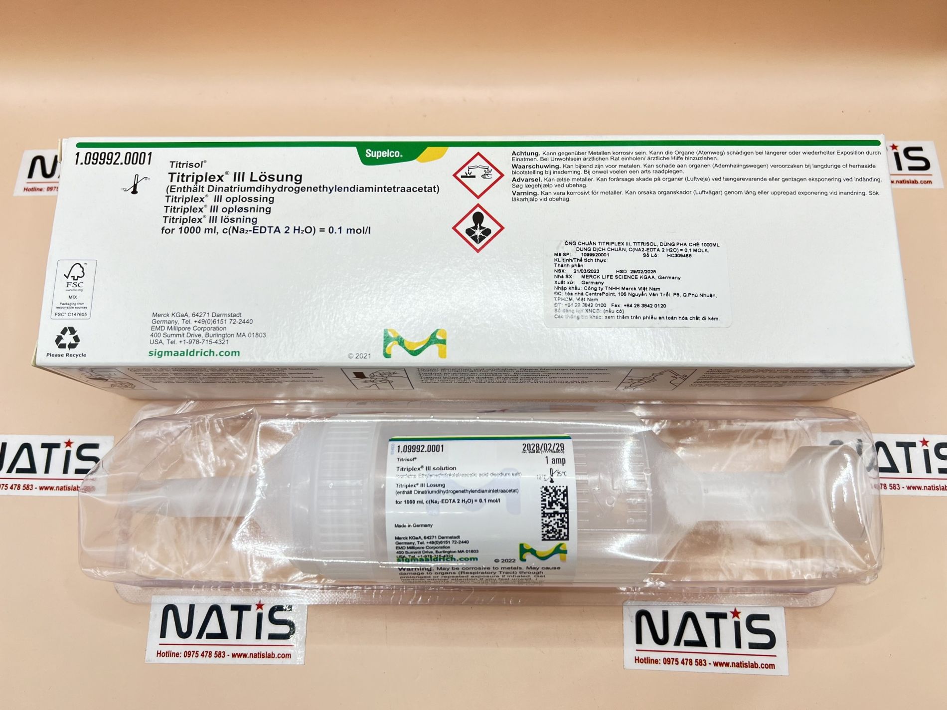 Ống chuẩn EDTA 0.1 mol/l, Merck