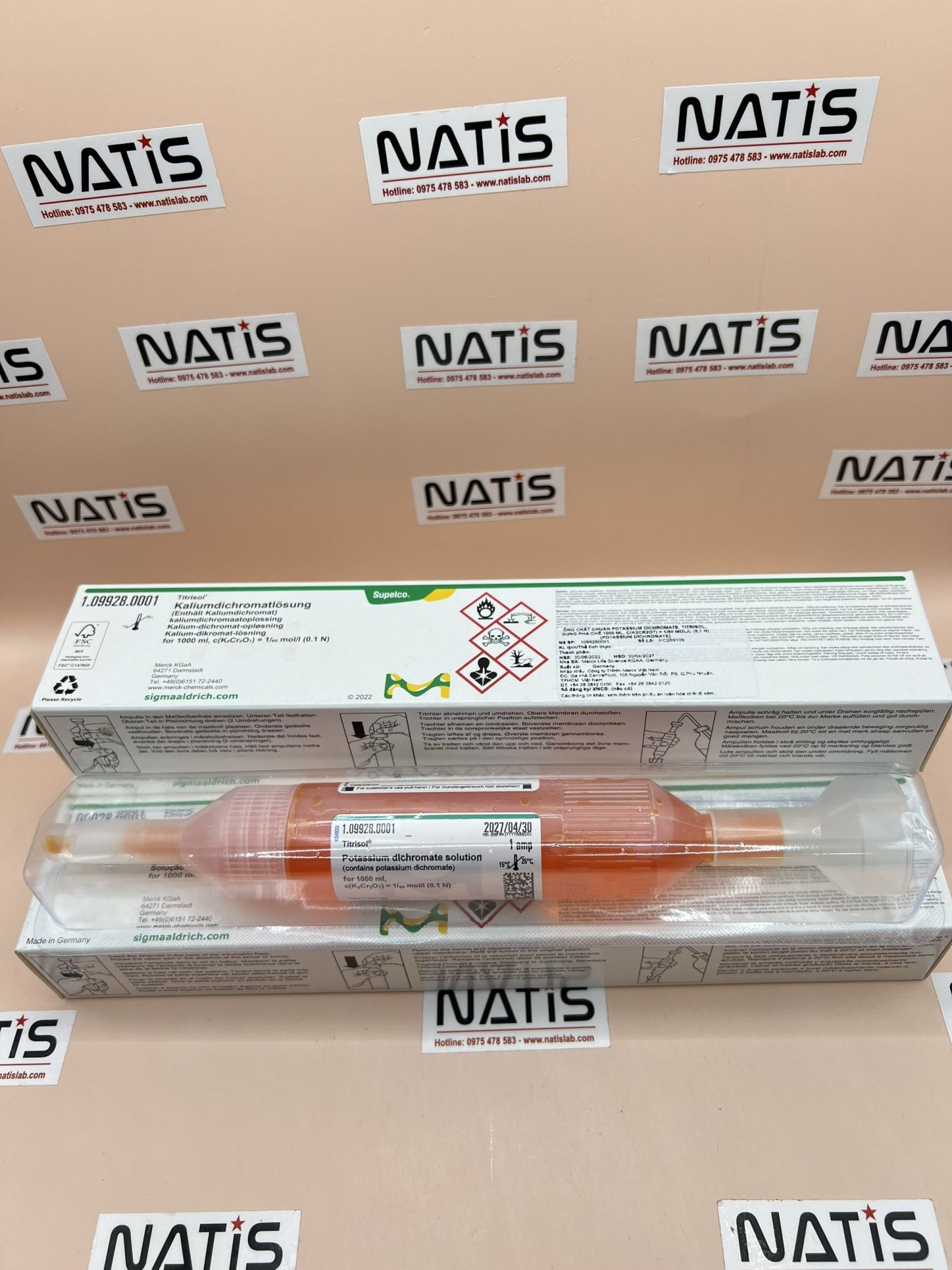 Ống chuẩn K2Cr2O7 0,1N, Merck