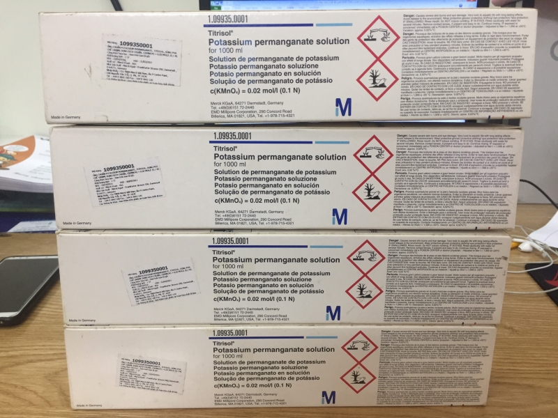 Ống chuẩn KMnO4 0,1N, Merck