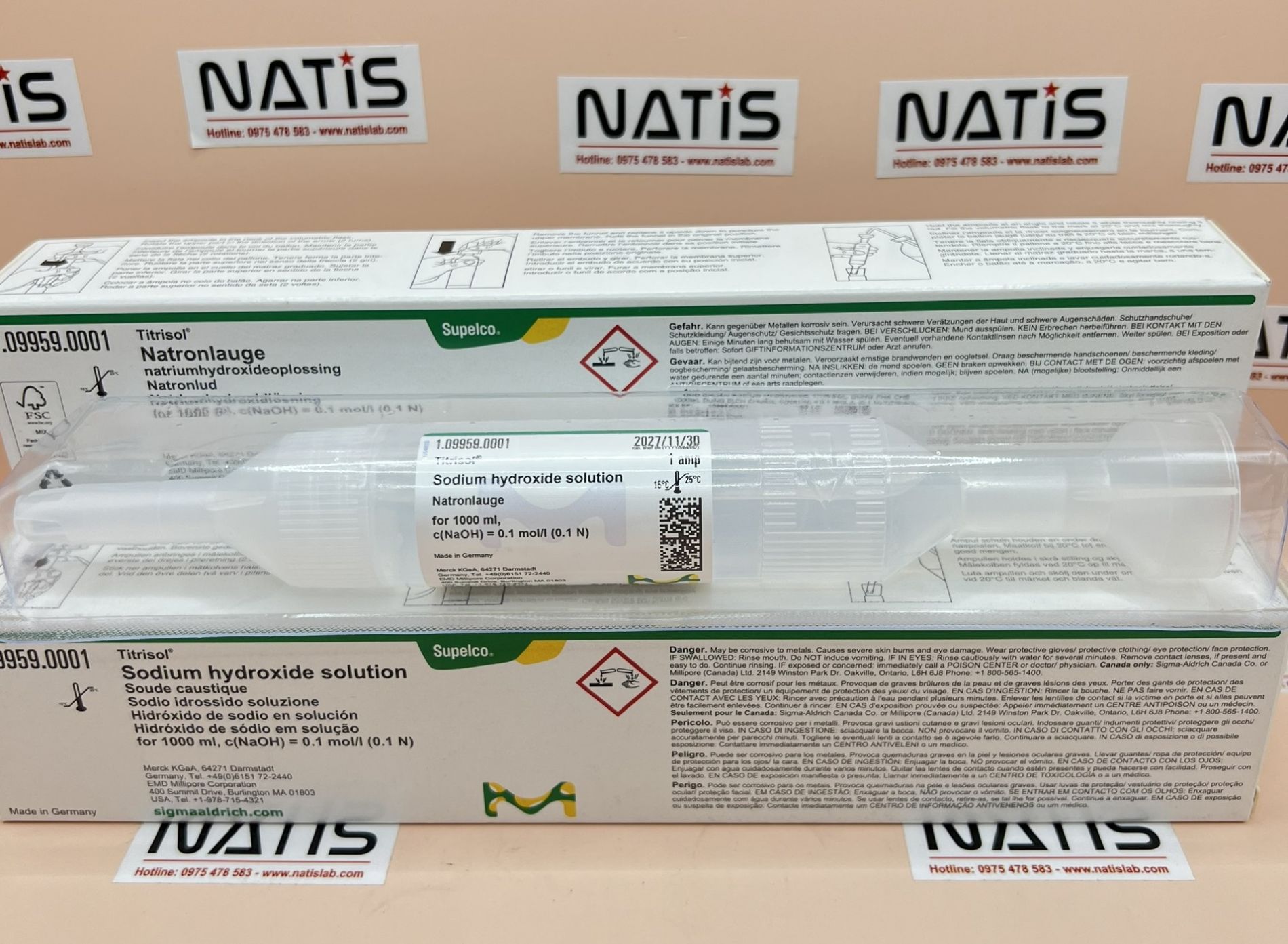 Ống chuẩn NaOH 0.1N, Merck