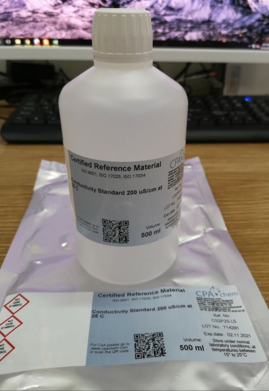 Dung dịch chuẩn độ dẫn 200uS/cm, chai 500mL, CPAchem
