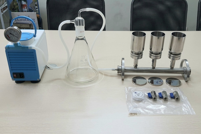 Bộ lọc hút chân không 3 vị trí inox, kèm bình hứng và bơm hút chân không, Trung Quốc