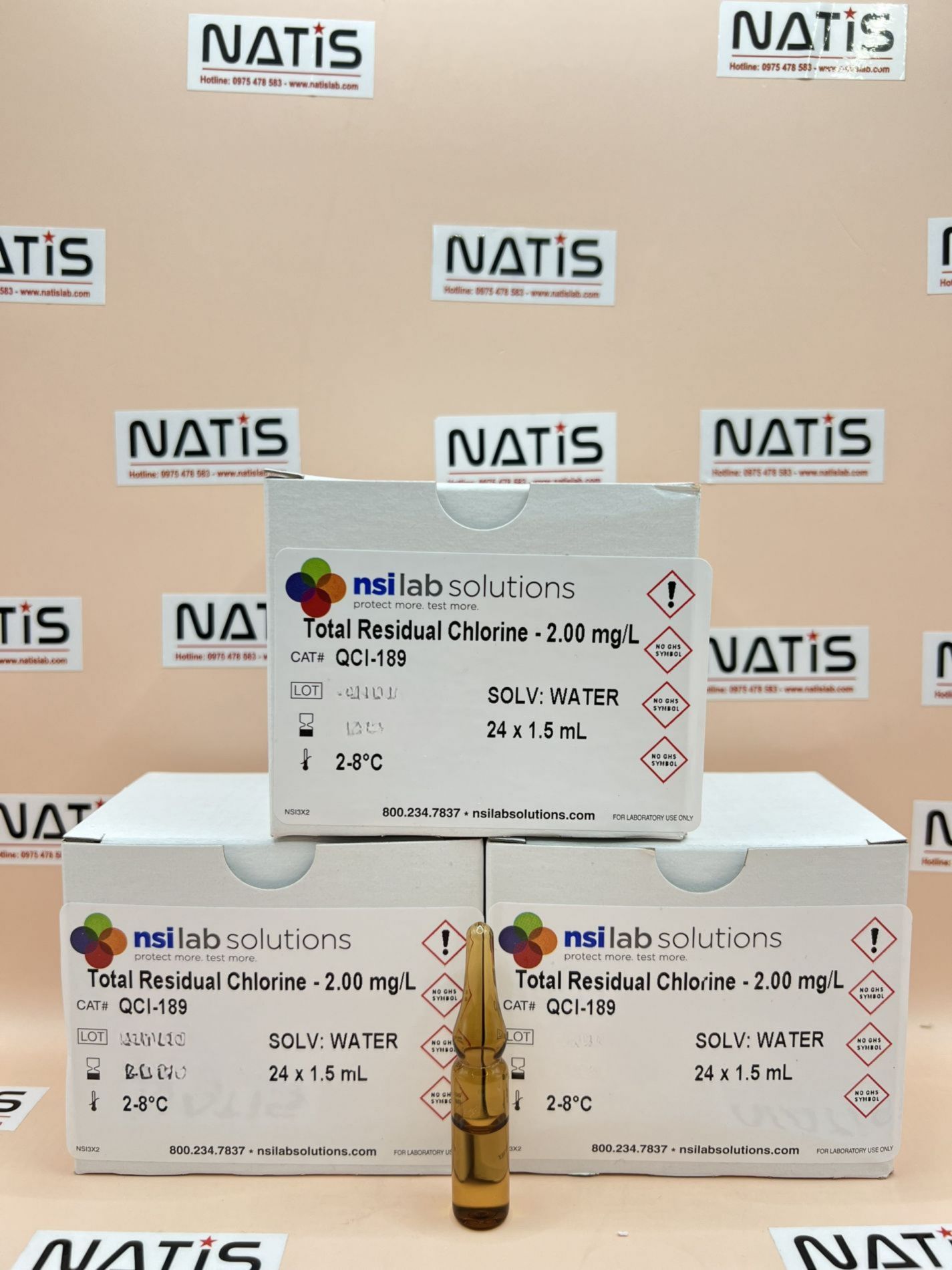Dung dịch chuẩn tổng Clo dư 2mg/L, mã QCI-189, hãng NSI - Mỹ