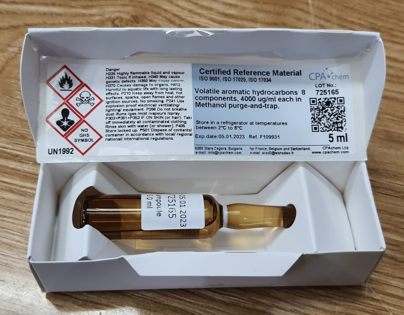 Dung dịch chuẩn Hydrocarbon dễ bay hơi, 8 thành phần nồng độ 4000ug/mL, CPAchem