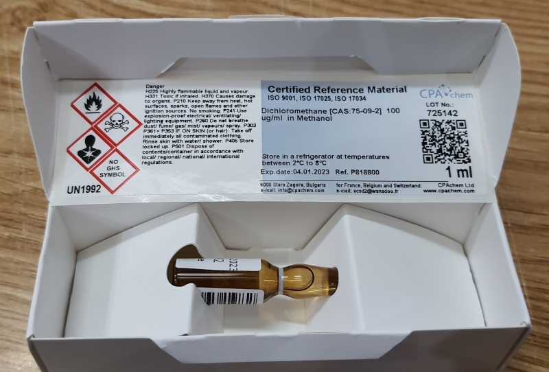 Dung dịch chuẩn Dichloromethane [CAS:75-09-2] 100 ug/ml trong Methanol, CPAchem