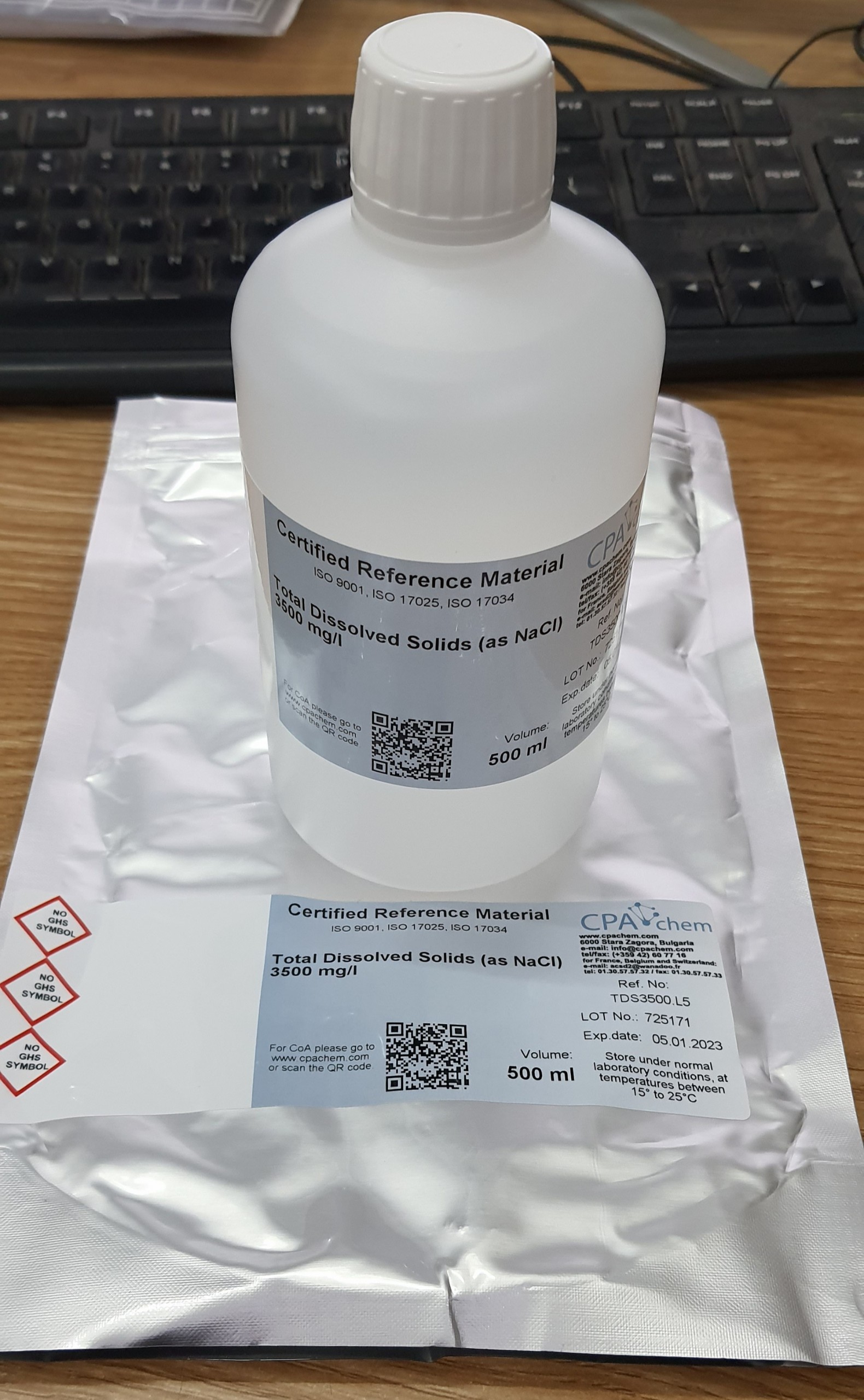 Dung dịch chuẩn TDS 3500mg/L - Total Dissolved Solids (as NaCl) 3500mg/l, CPAchem