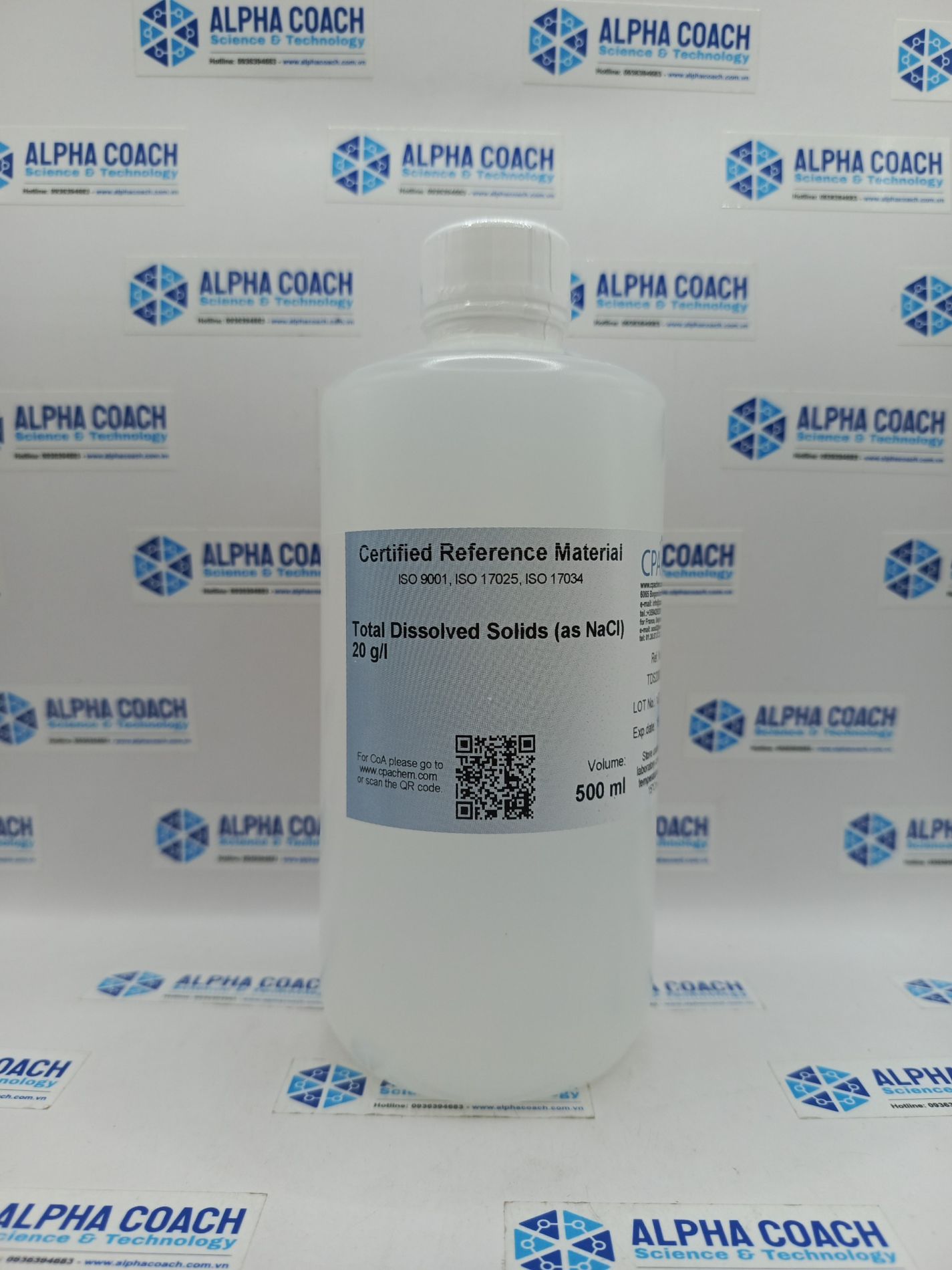 Dung dịch chuẩn TDS 20g/L - Total Dissolved Solids (as NaCl) 20g/l, mã TDS20000.L5, hãng CPAchem - Bungari