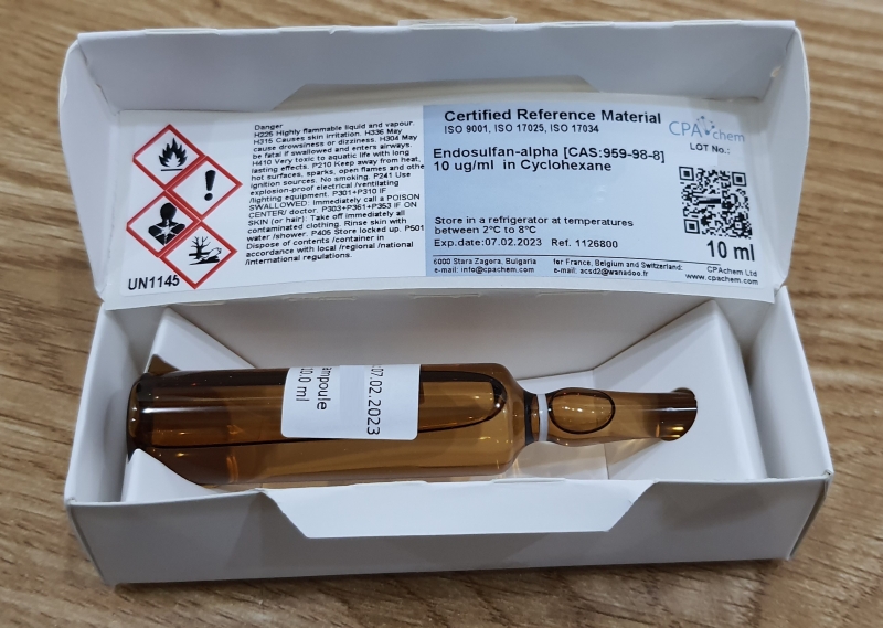 Dung dịch chuẩn Endosulfan-alpha [CAS:959-98-8] 10 ug/ml trong Cyclohexan, CPAchem