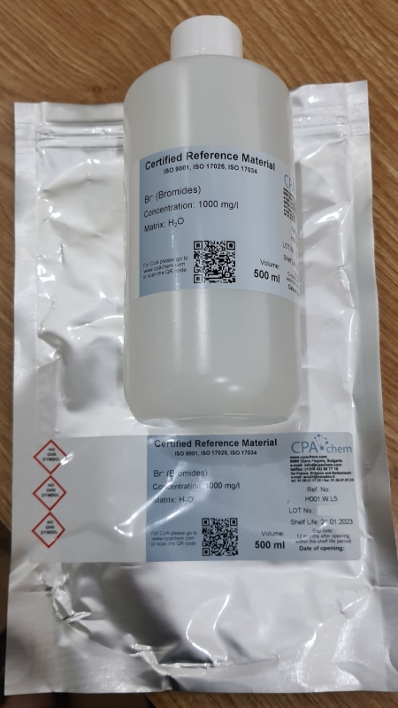 Dung dịch chuẩn Bromides (Br-) 1000 mg/l trong H2O cho IC, chai 500mL, CPAchem