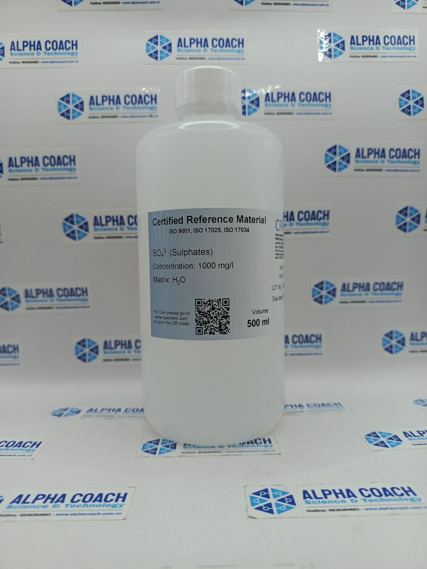 Dung dịch chuẩn Sulphates (SO42-) 1000 mg/l trong H2O cho IC, mã H015.W.L5, hãng CPAchem - Bungari