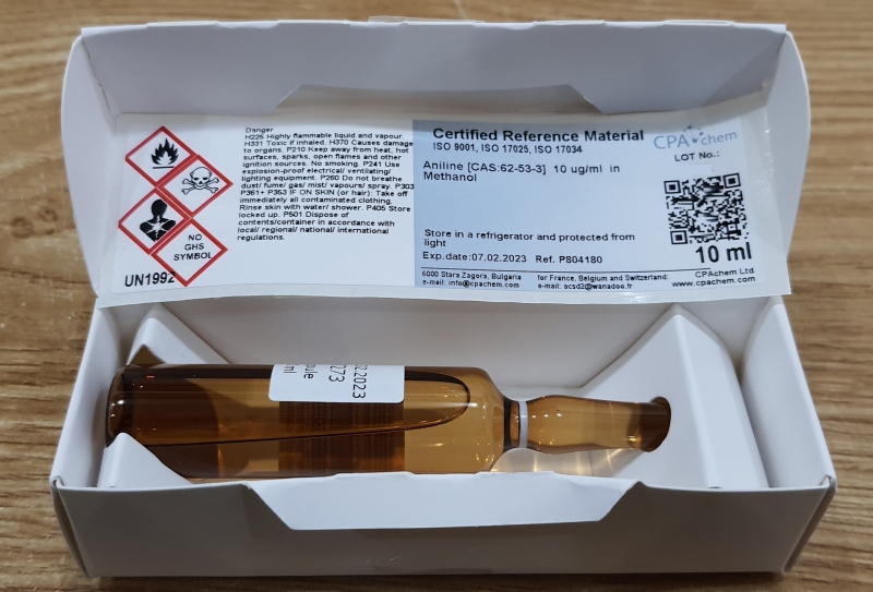 Dung dịch chuẩn Aniline [CAS:62-53-3] 10 ug/ml trong Methanol, CPAchem