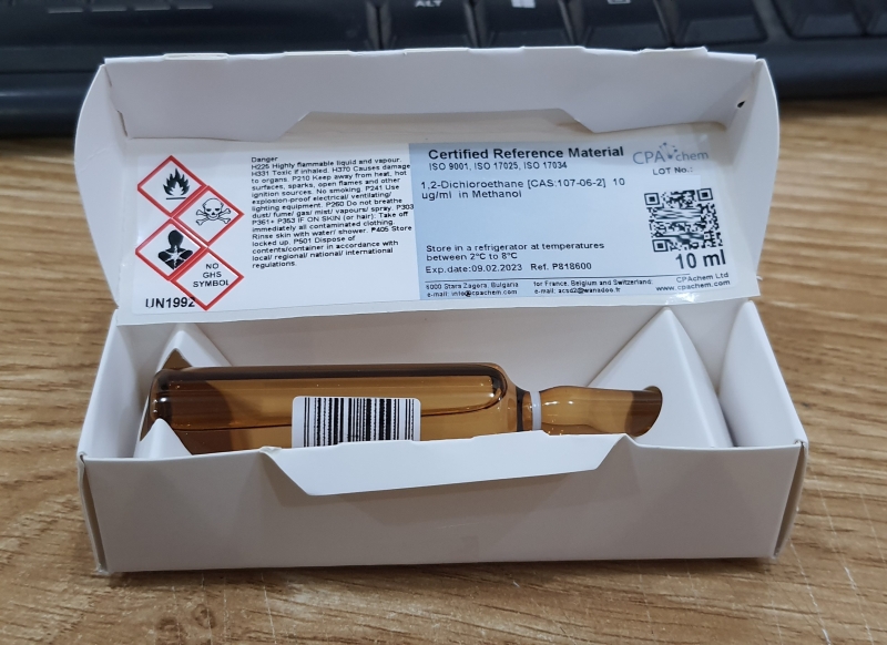 Dung dịch chuẩn 1,2-Dichloroethane [CAS:107-06-2] 10 ug/ml trong Methanol, CPAchem
