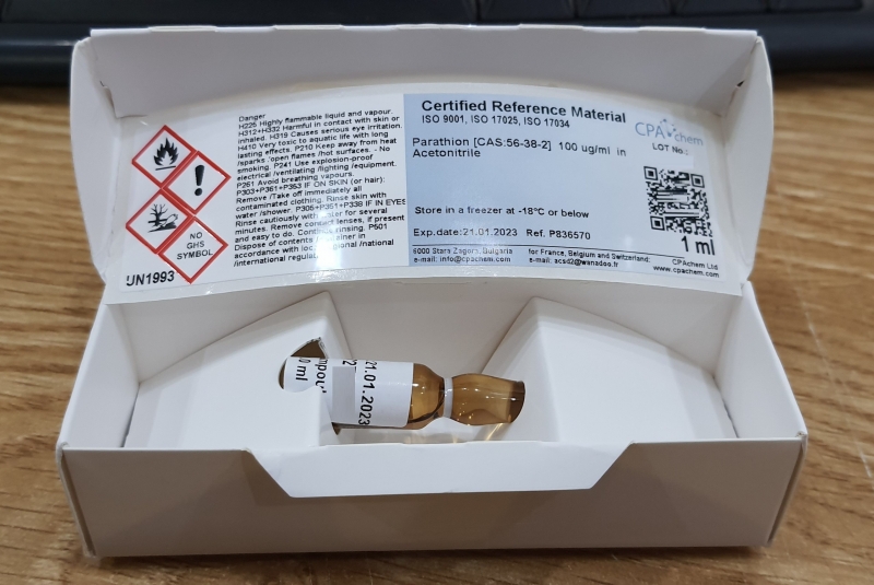 Dung dịch chuẩn Parathion [CAS:56-38-2] 100 ug/ml trong Acetonitrile, CPAchem
