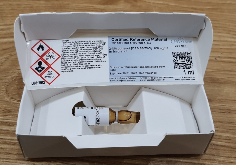 Dung dịch chuẩn 2-Nitrophenol [CAS:88-75-5] 100 ug/ml trong Methanol, CPAchem